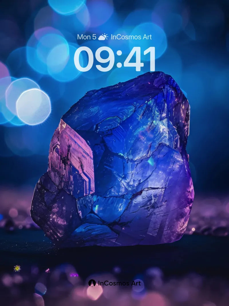 Cosmic Crystal Wallpaper with Electric Veins