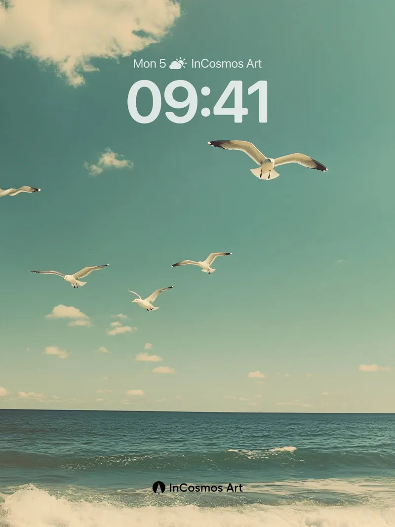 Serenity Flight Wallpaper with Seagull Silhouettes
