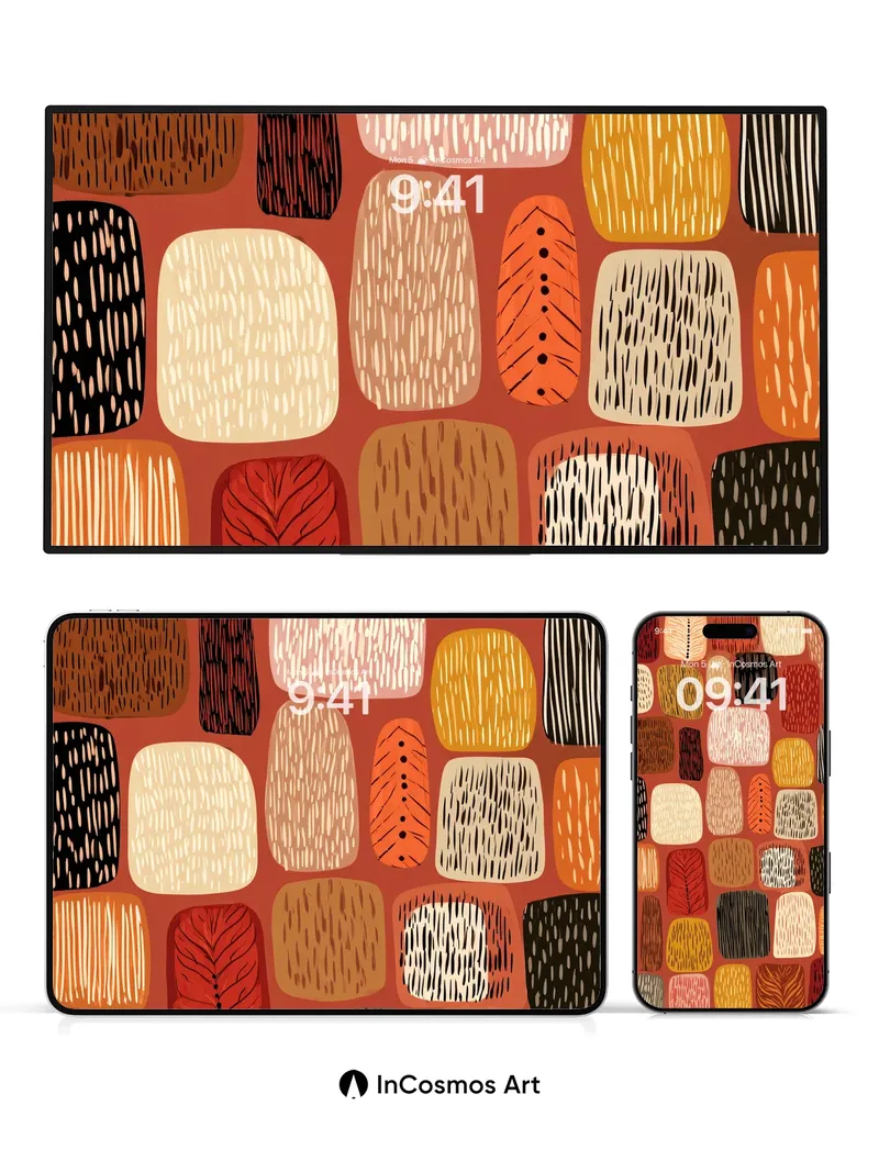 Rustic Tapestry Wallpaper with Hand-Drawn Textures