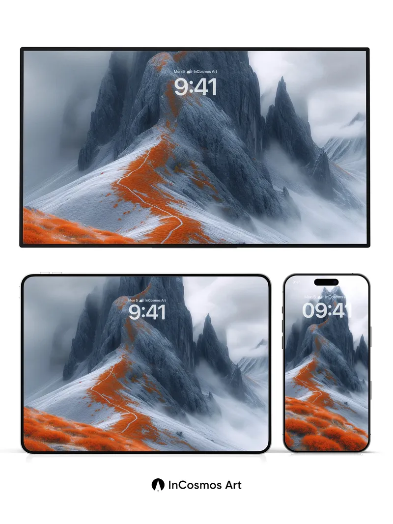 Frostfire Mountain Wallpaper with Ember Trails