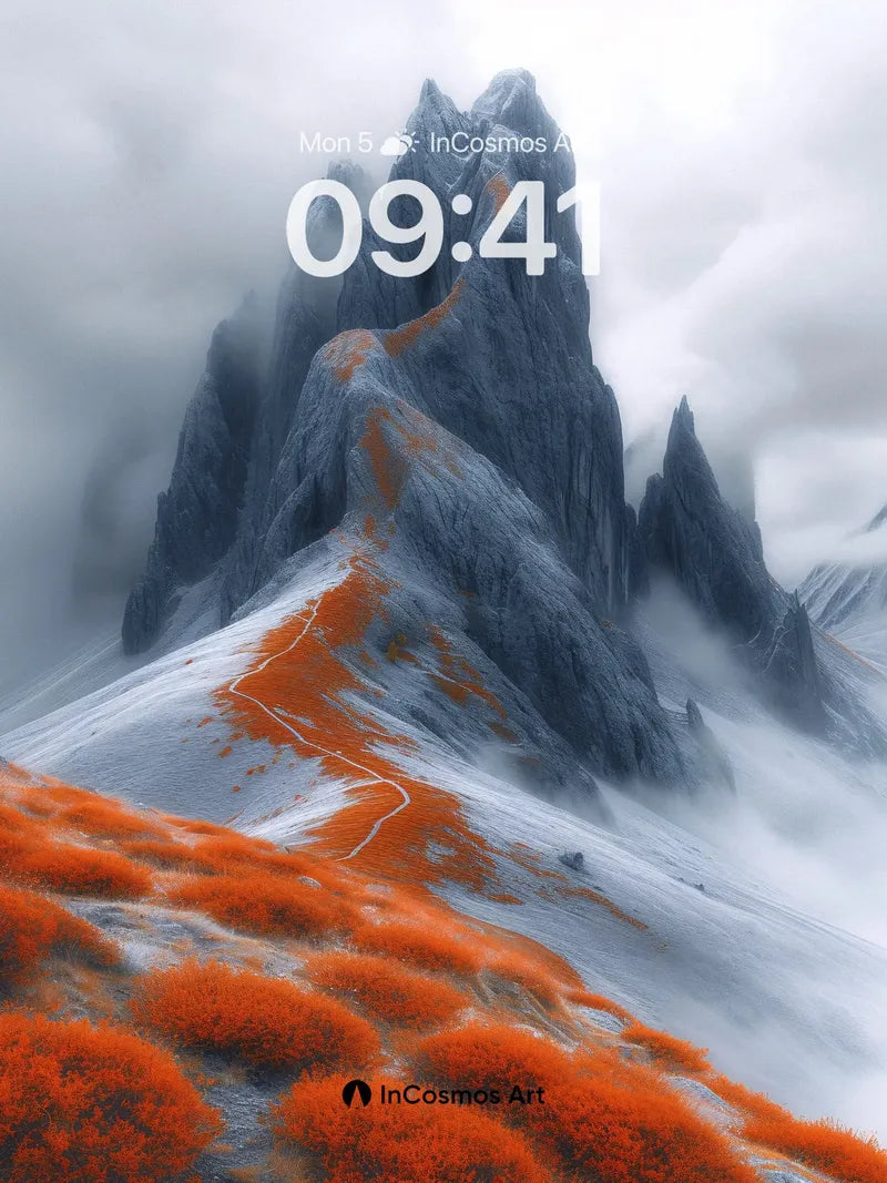 Frostfire Mountain Wallpaper with Ember Trails