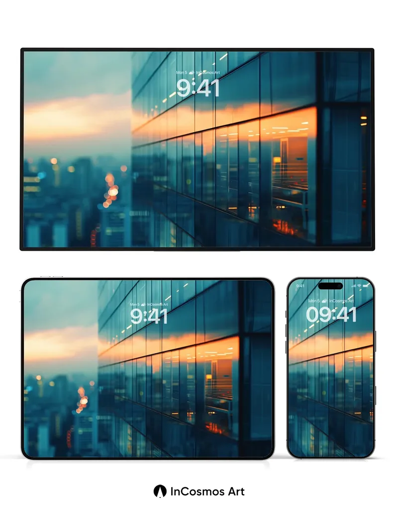 Crimson Hush Wallpaper with City Reflections