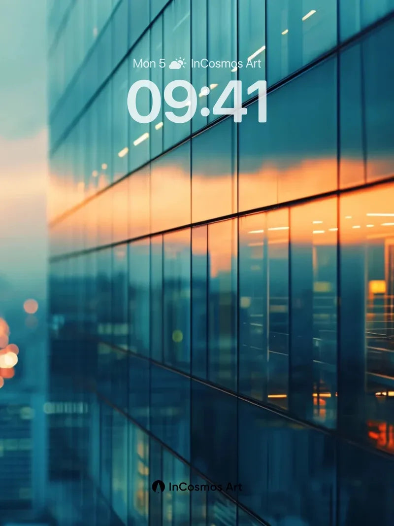 Crimson Hush Wallpaper with City Reflections