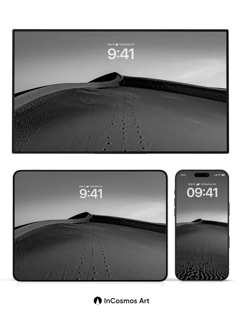 Serenity Dune Wallpaper with Traced Footsteps