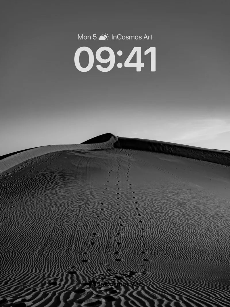 Serenity Dune Wallpaper with Traced Footsteps