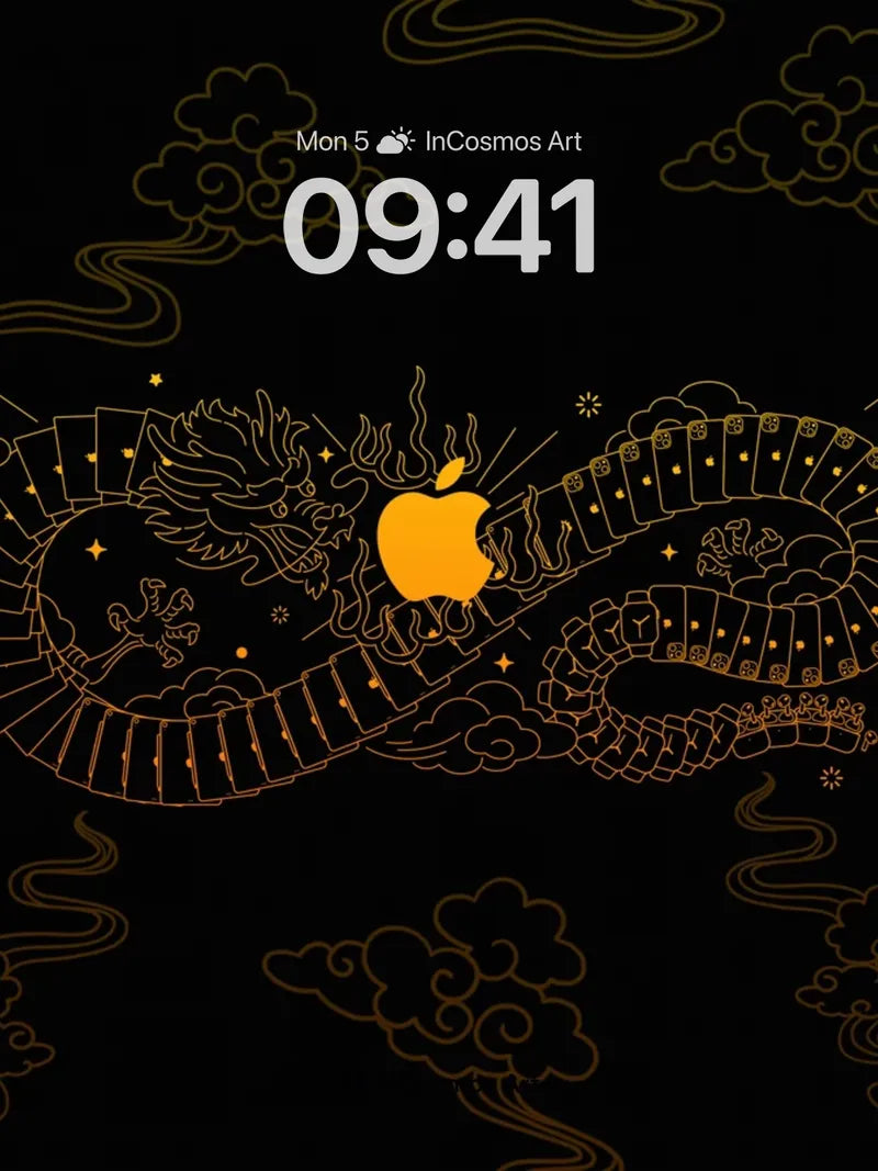 Golden Serpent Wallpaper with Apple Core