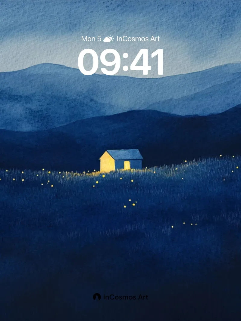 Serenity Nightscape Wallpaper with Glowing Fields