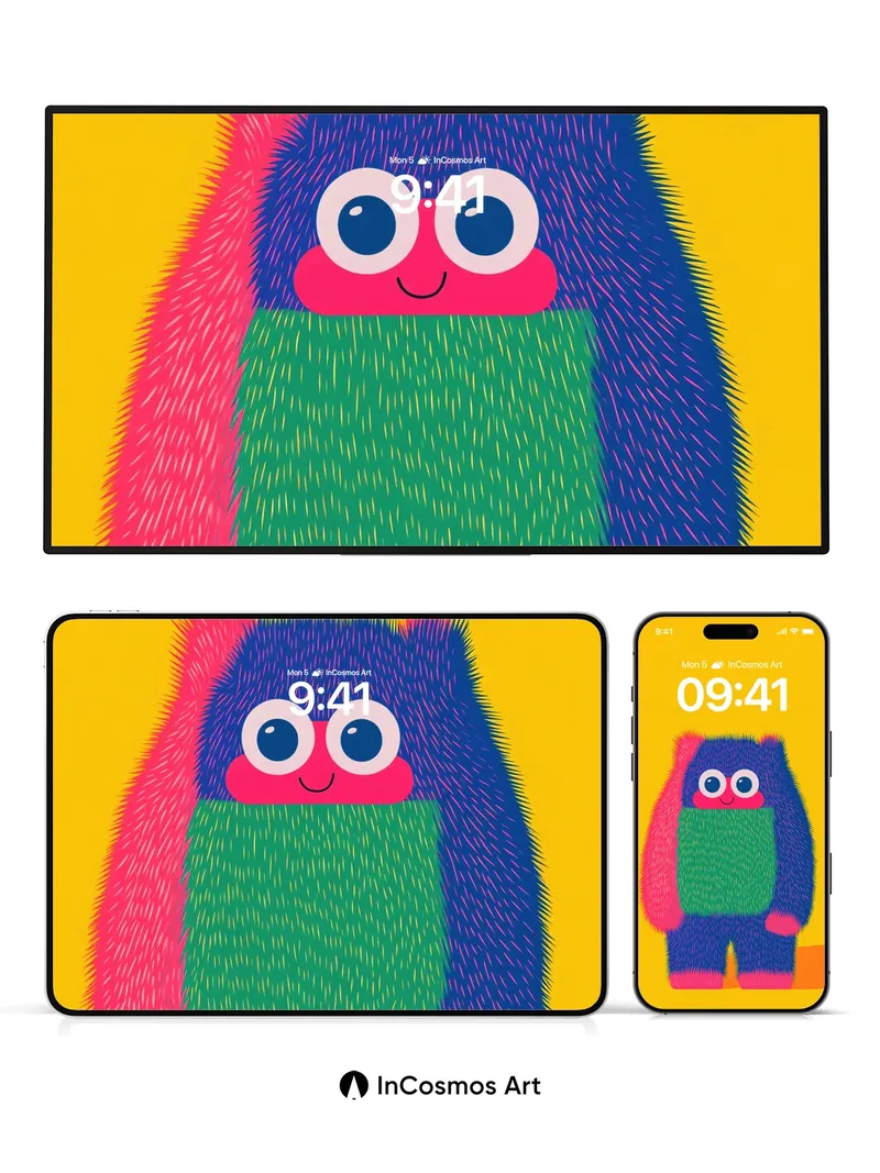 Playful Furball Wallpaper with Electric Hues