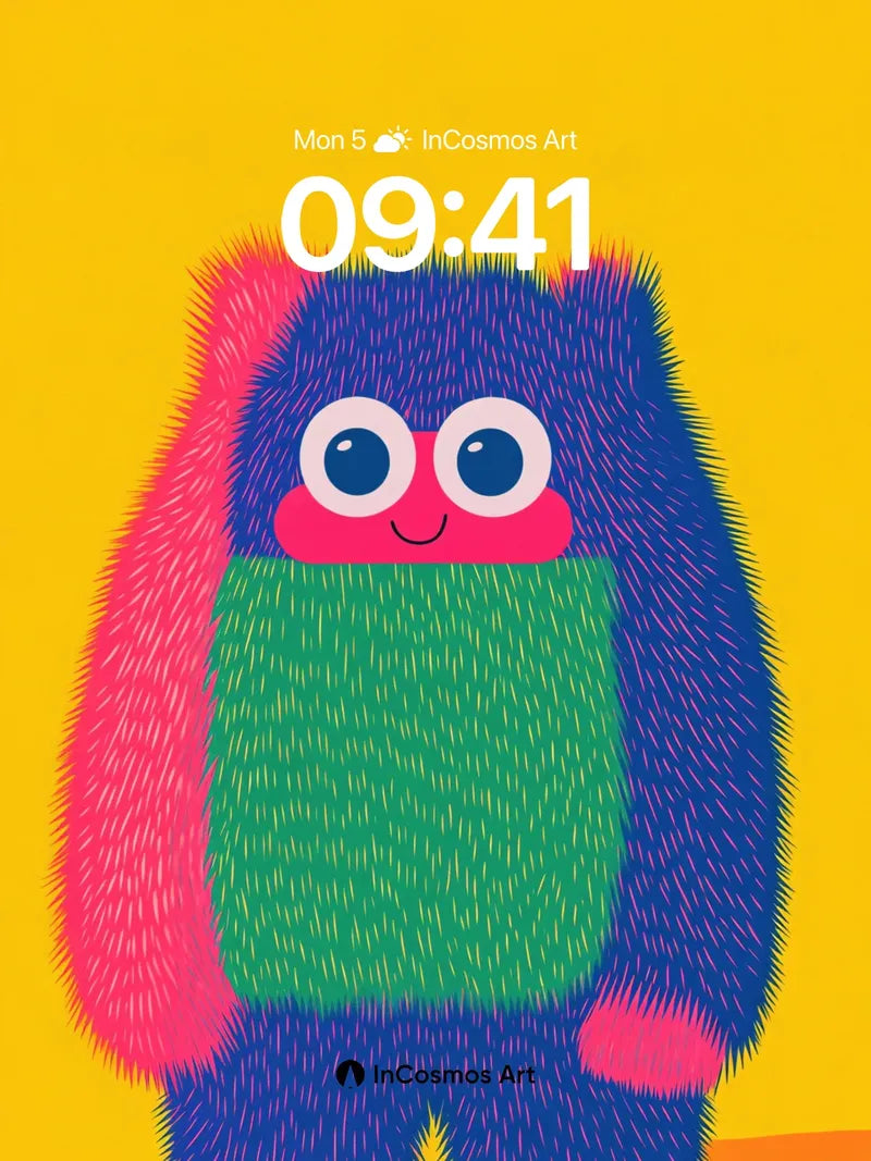 Playful Furball Wallpaper with Electric Hues
