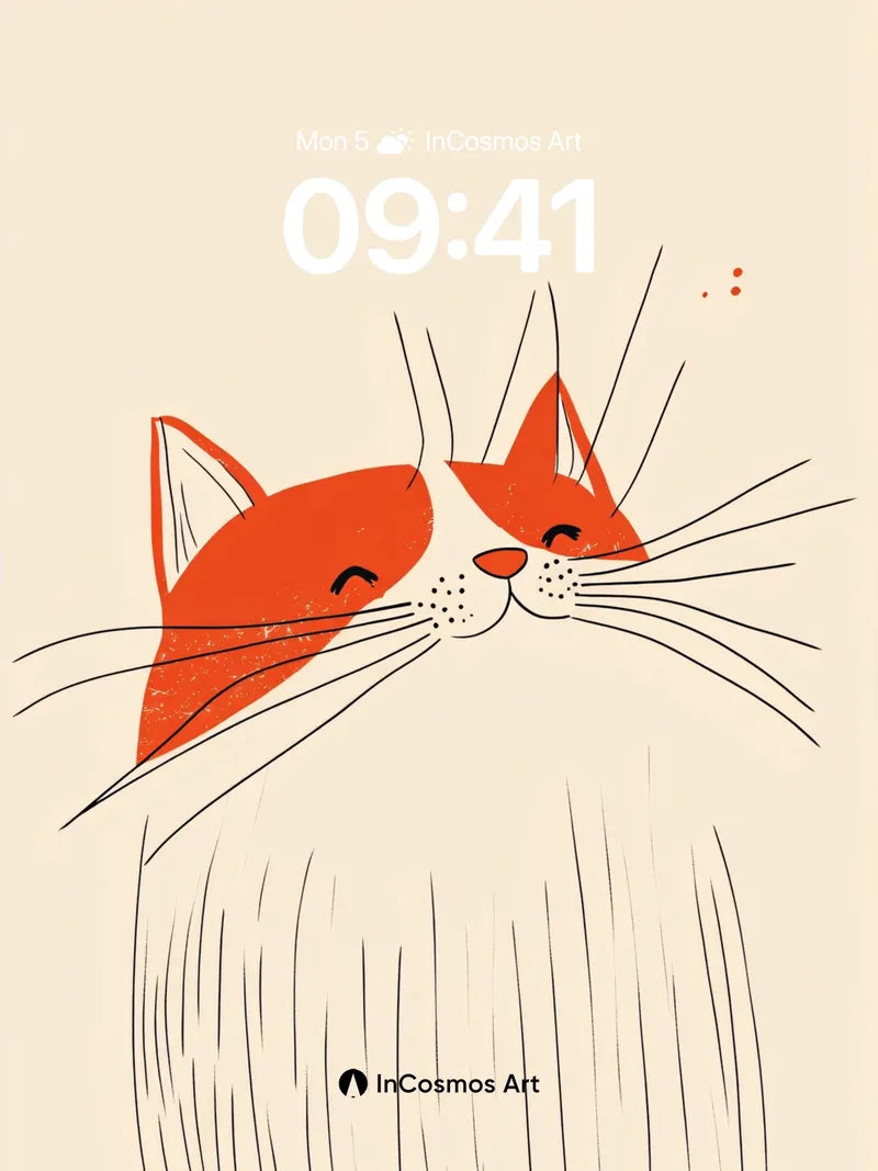 Whispering Orange Cat Wallpaper with Soft Lines