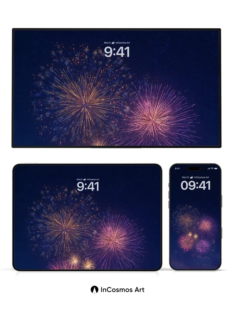 Celestial Burst Wallpaper with Starlight Trails