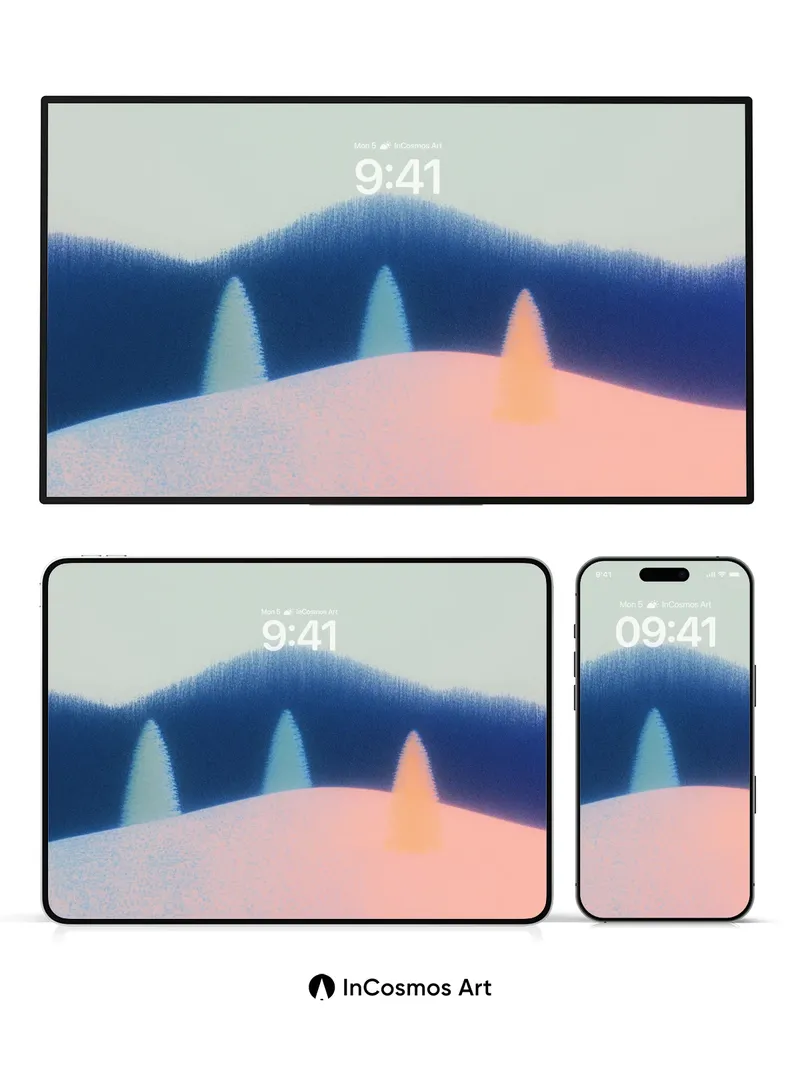 Serene Horizon Wallpaper with Floating Peaks