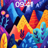 Vibrant Peaks Wallpaper with Whimsical Flora wallpaper for iPhone, iPad & Mac