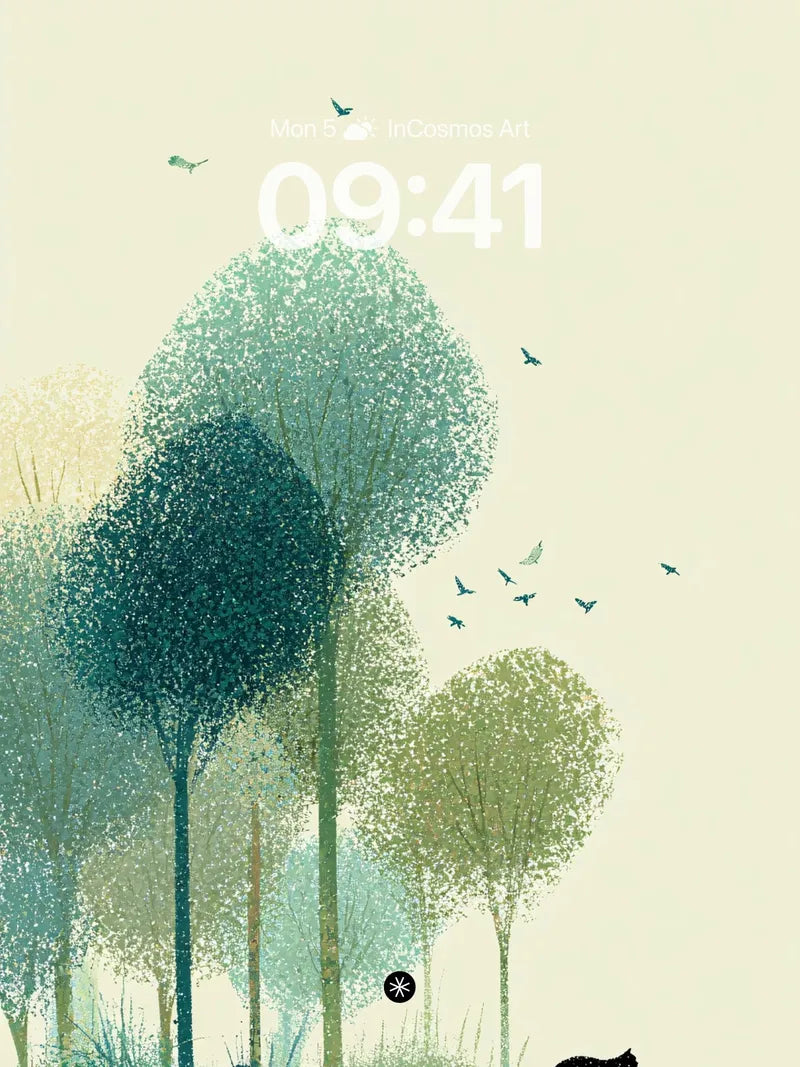 Serene Forest Silhouettes Wallpaper with Autumn Hues wallpaper for iPhone, iPad & Mac