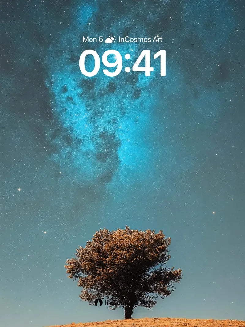 Stellar Solitude Wallpaper with Cosmic Tree wallpaper for iPhone, iPad & Mac