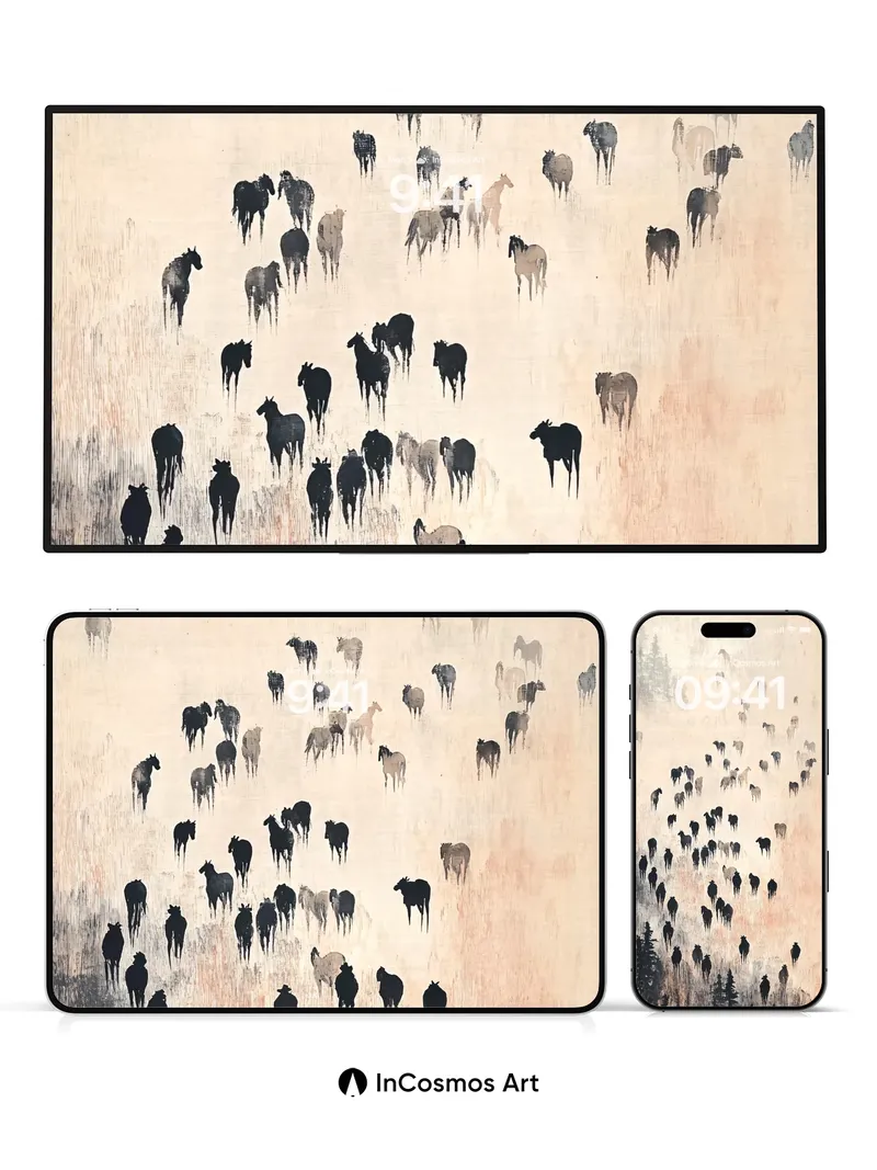 Silent Herd Wallpaper with Misty Trails