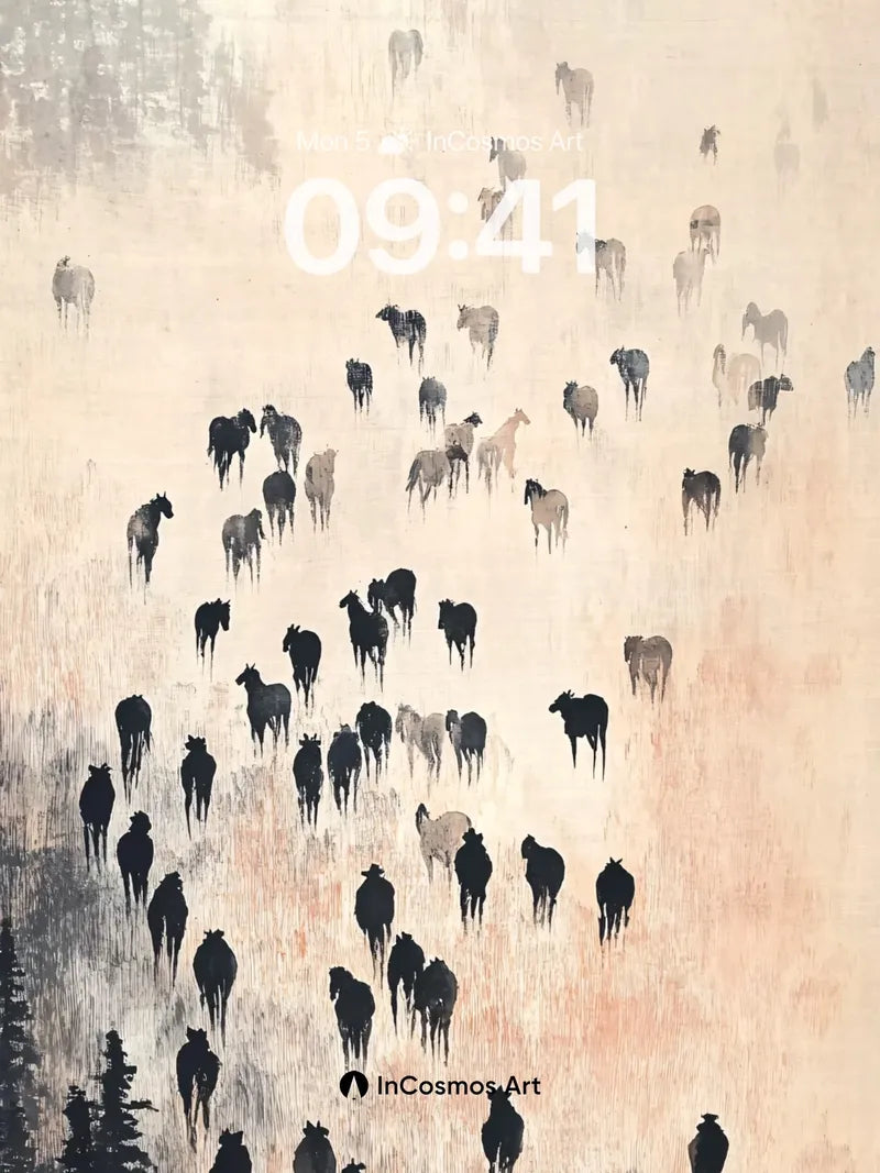 Silent Herd Wallpaper with Misty Trails