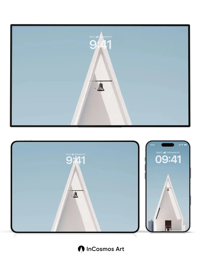 Serene Geometry Wallpaper with Bell-Topped Spire