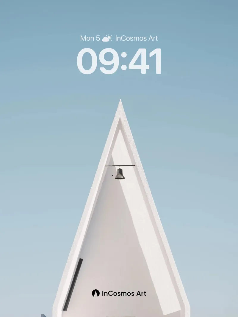 Serene Geometry Wallpaper with Bell-Topped Spire
