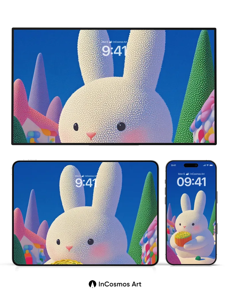 Whimsical Bunny Wallpaper with Candy Forest Glow