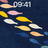 Pastel Fish School Indigo Wallpaper Background