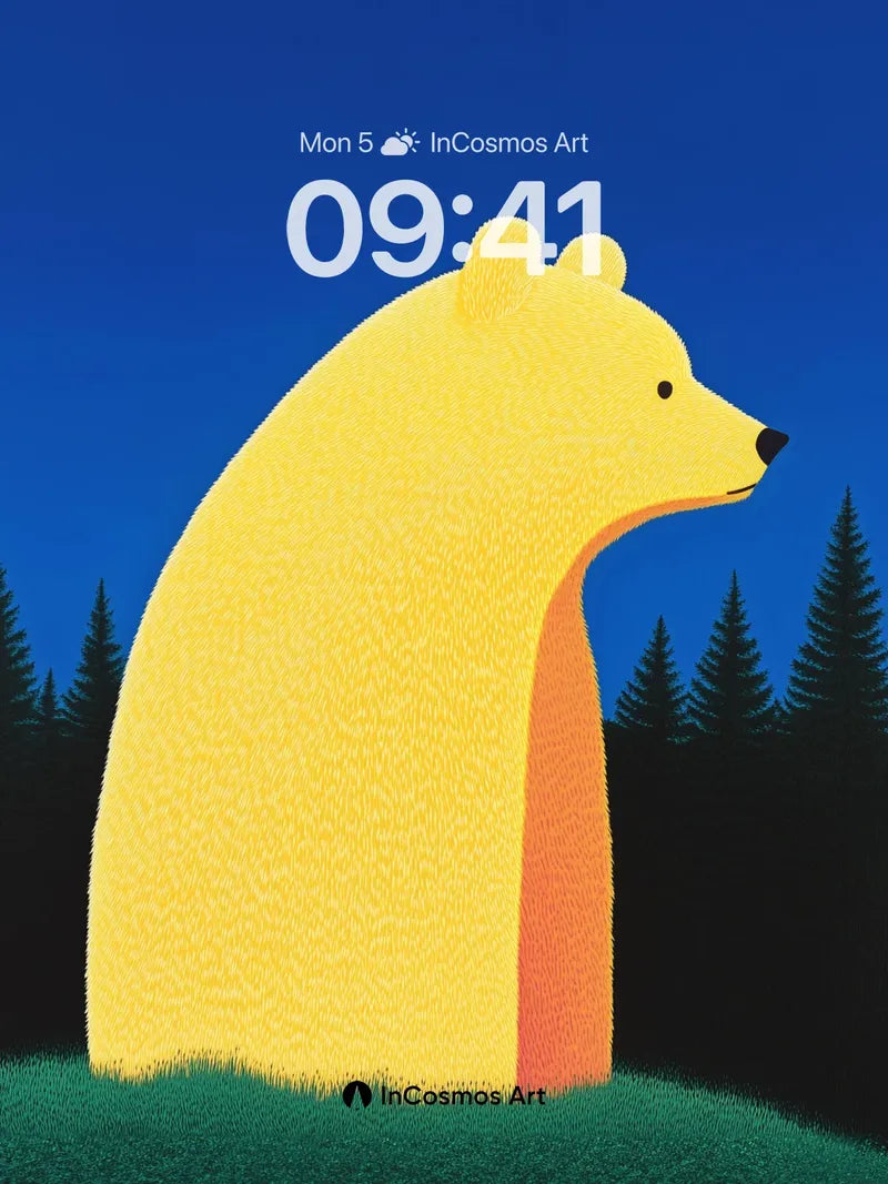 Golden Hush Wallpaper with Forest Silhouettes