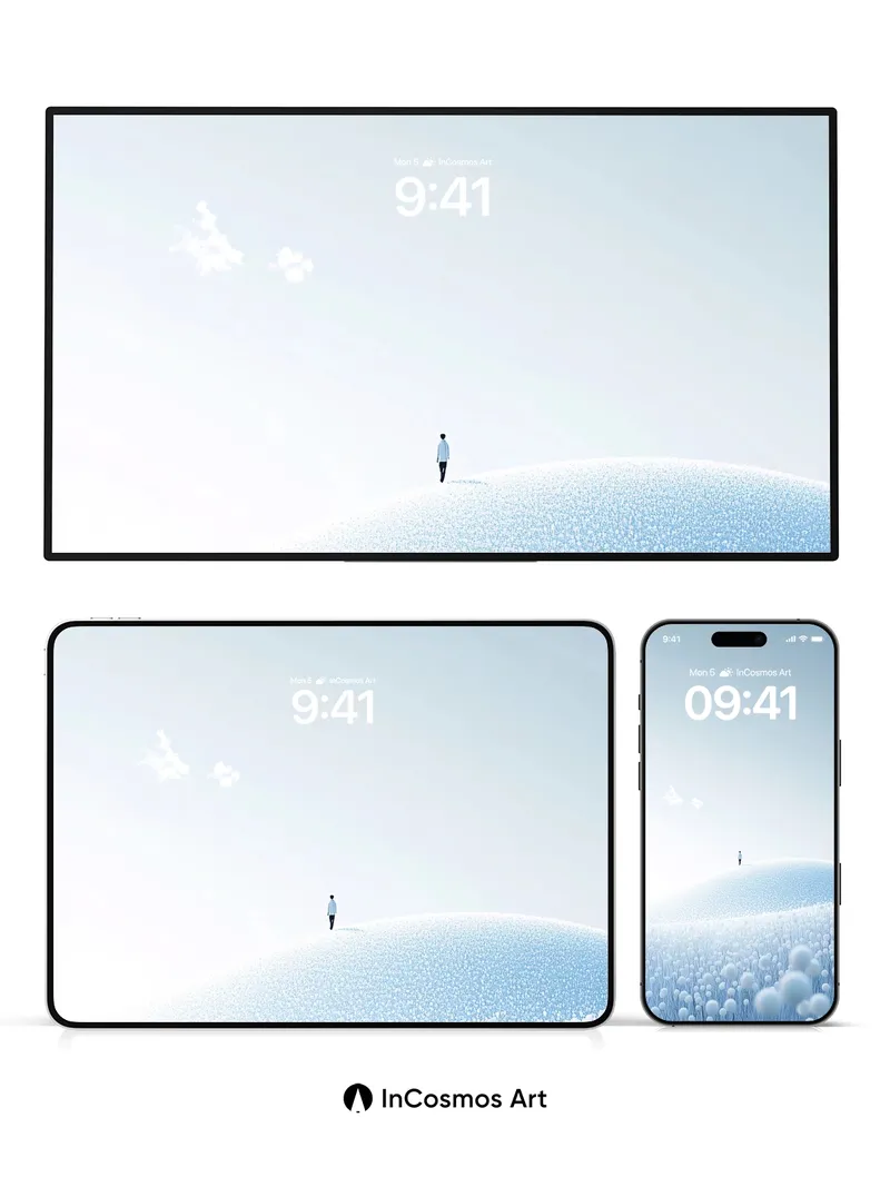 Serenity Bloom Wallpaper with Floating Spheres