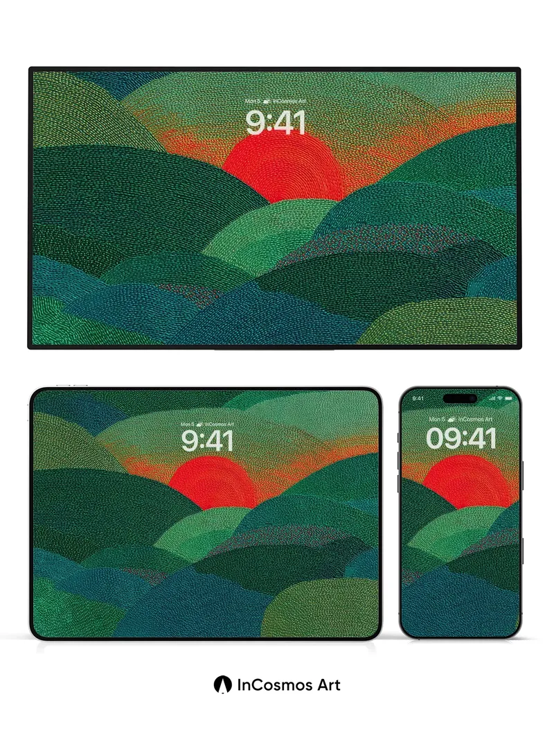 Ember Horizon Wallpaper with Textured Waves