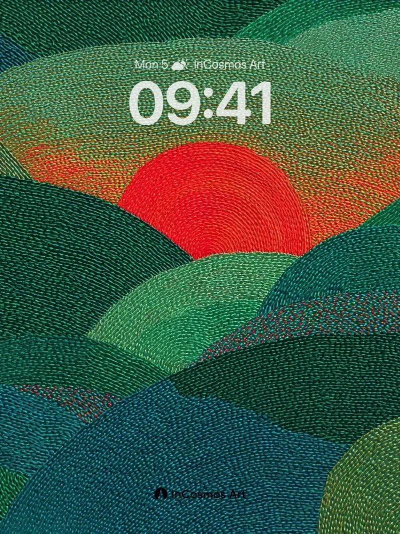 Ember Horizon Wallpaper with Textured Waves