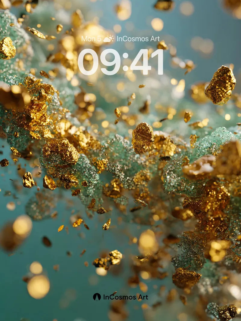 Golden Dust Mirage Wallpaper with Floating Crystals wallpaper for iPhone, iPad & Mac