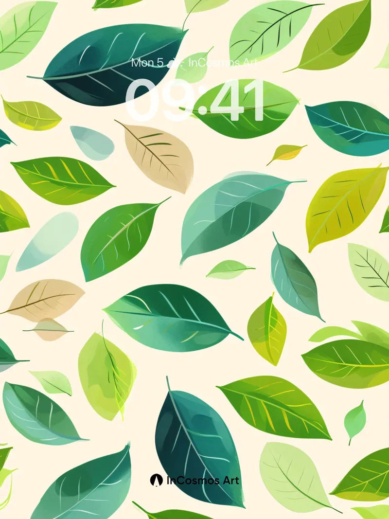 Whispering Canopy Wallpaper with Floating Leaves