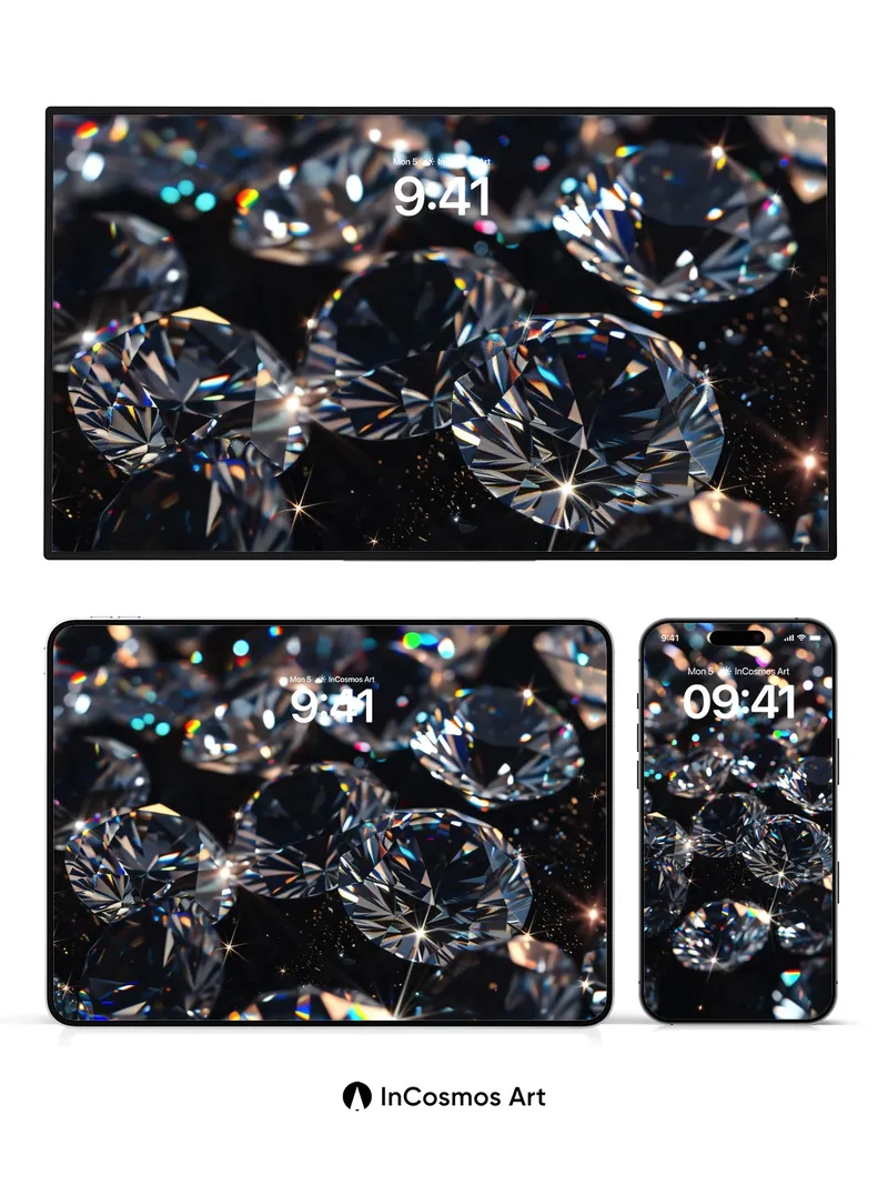 Cosmic Crystal Wallpaper with Starlight Fractures