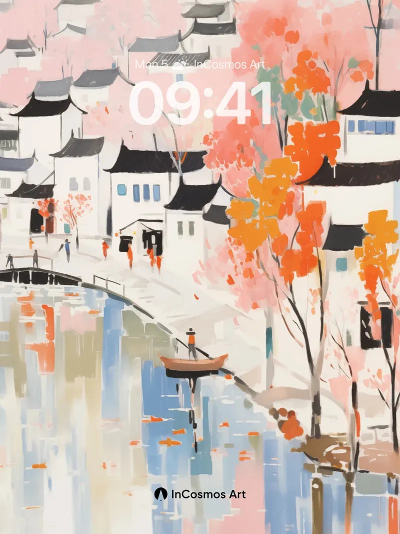 Autumn Whispers Wallpaper with Floating Reflections