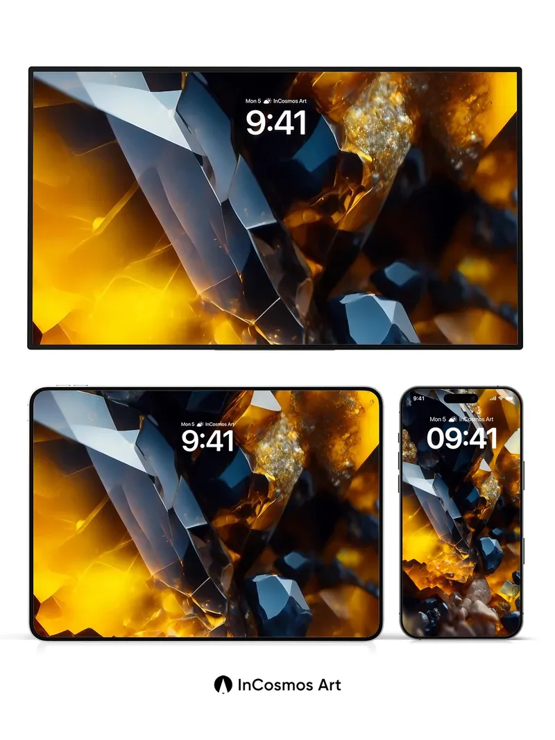 Obsidian Flame Wallpaper with Amber Veins