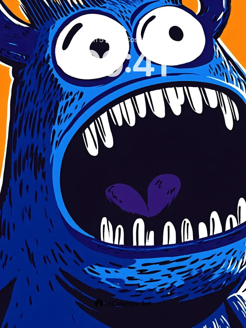 Screaming Blue Beast Wallpaper with Spiky Hair wallpaper for iPhone, iPad & Mac