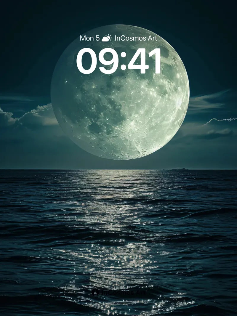 Luminous Sea Mirage Wallpaper with Moonlit Reflections