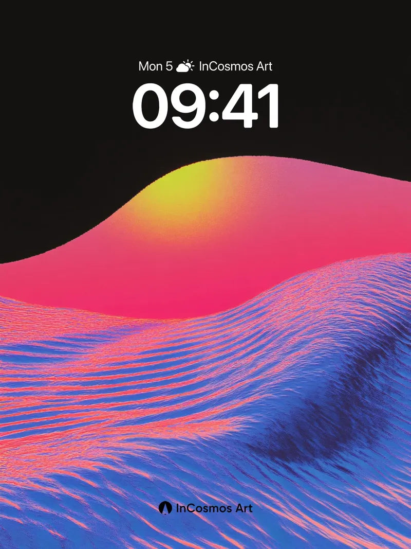 Neon Horizon Wallpaper with Liquid Light Waves