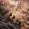 Dust-veiled Cavalry Wallpaper with Golden Light Trails wallpaper for iPhone, iPad & Mac