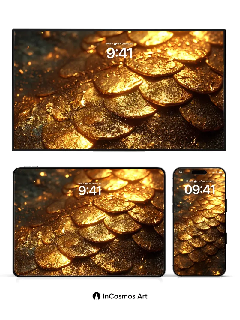 Golden Scale Wallpaper with Sunlit Texture