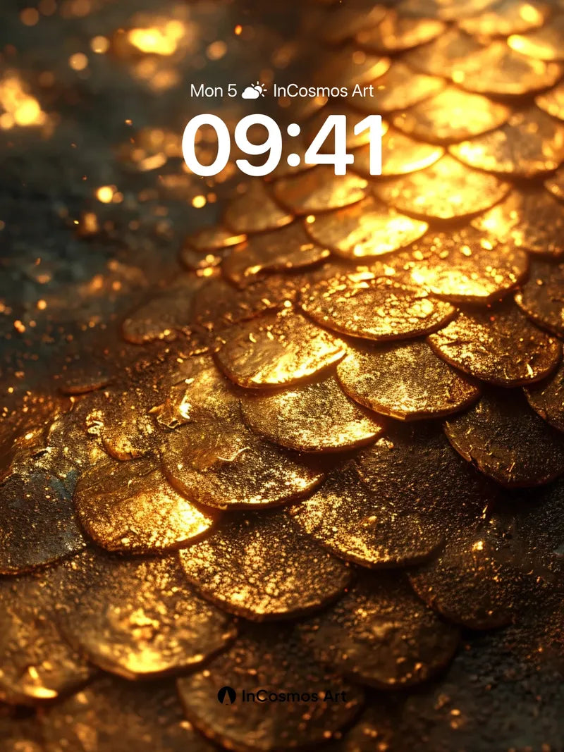 Golden Scale Wallpaper with Sunlit Texture