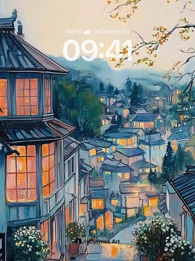 Autumn Hush Wallpaper with Glowing Windows