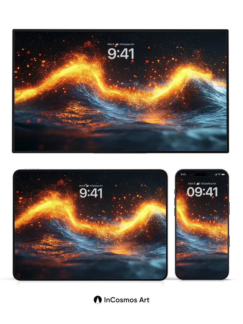 Incandescent Wave Wallpaper with Ember Trails