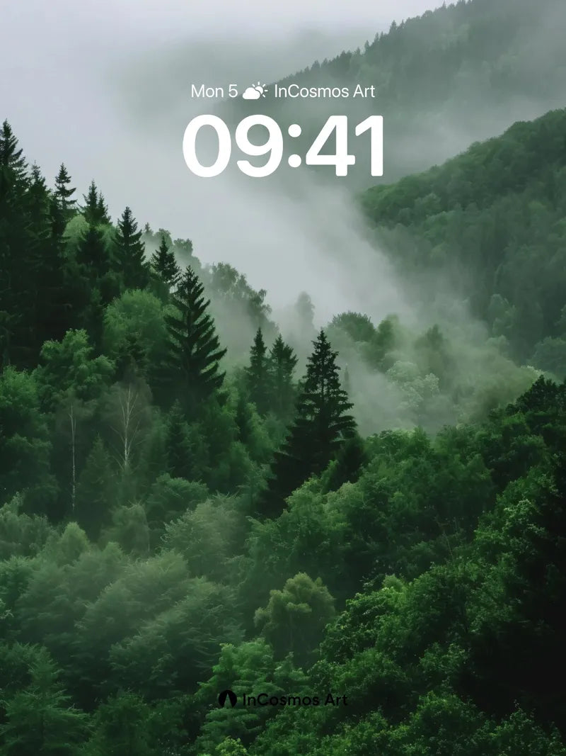 Mist-Swathed Forest Wallpaper with Whispering Pines wallpaper for iPhone, iPad & Mac