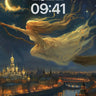 Moonlit Flight Wallpaper with Golden Threads wallpaper for iPhone, iPad & Mac