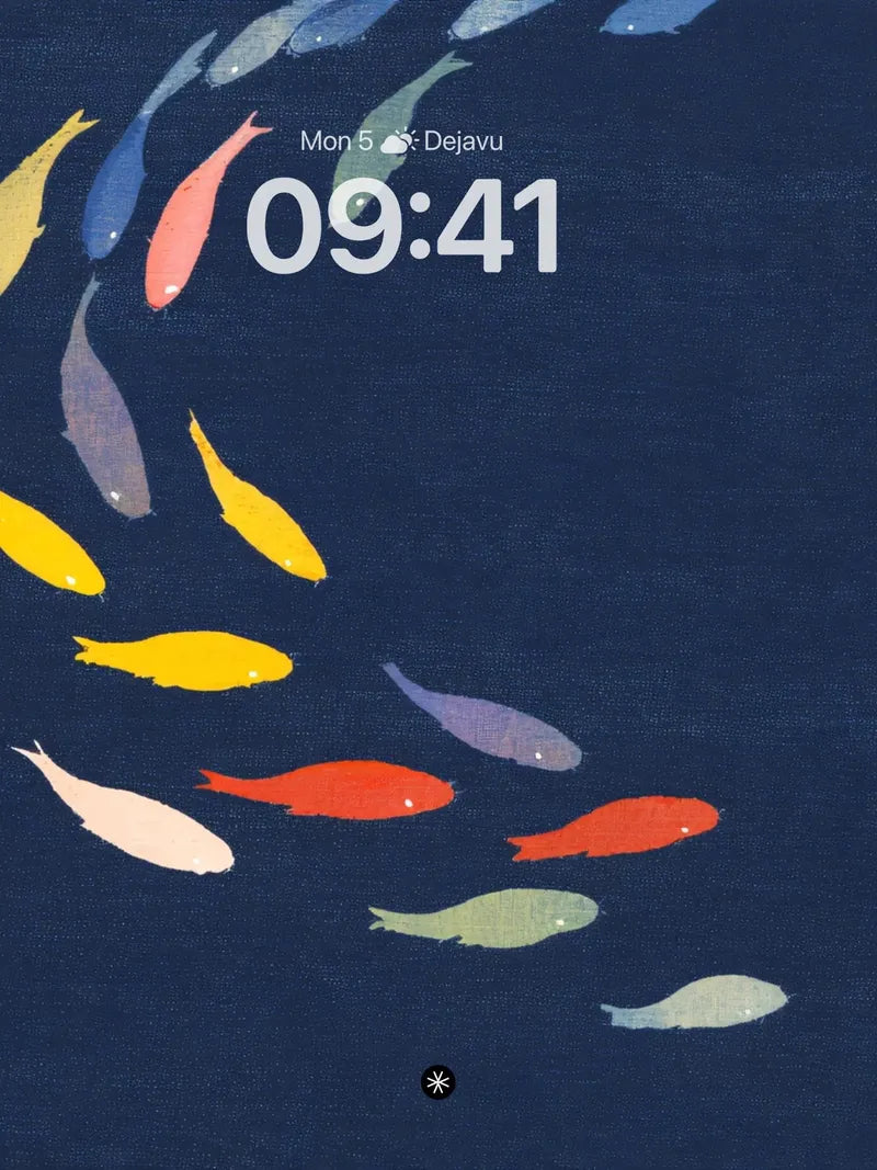Swimming Koi Deep Blue Wallpaper