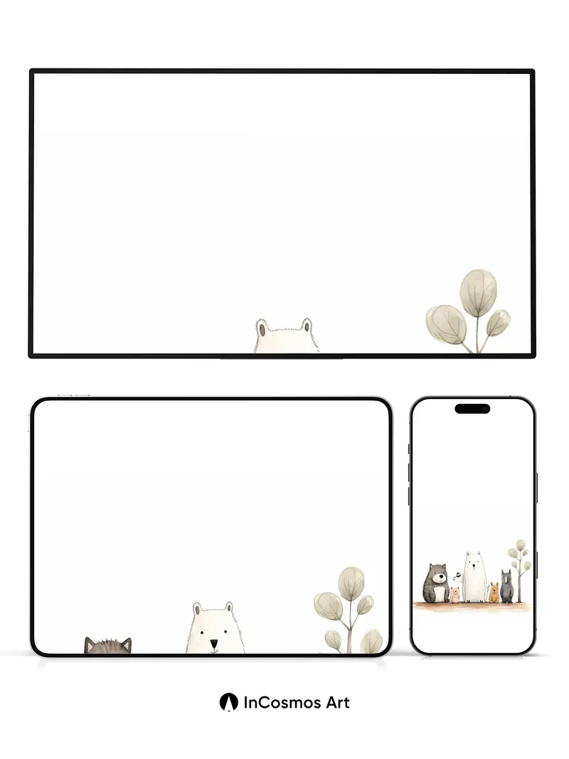 Whispering Forest Wallpaper with Furry Friends