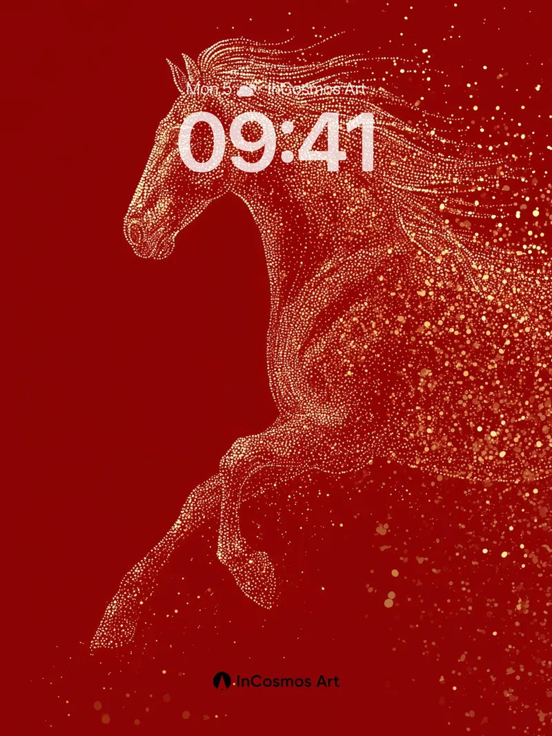 Golden Storm Horse Wallpaper with Sparkling Trails