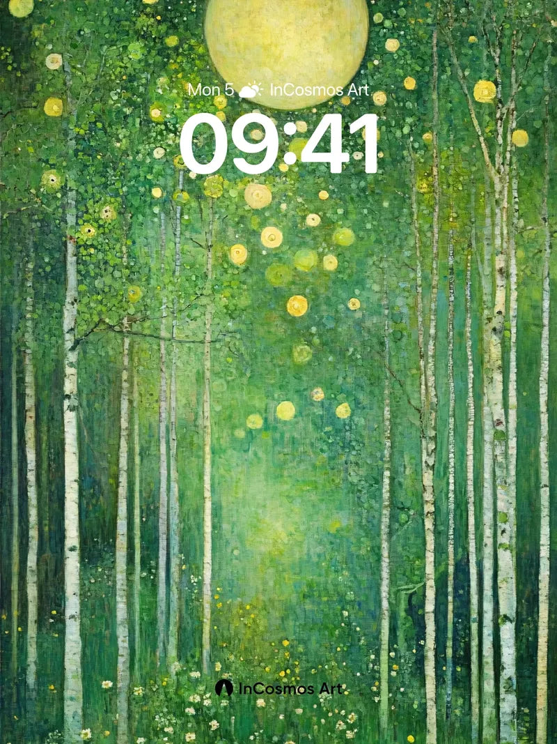 Luminous Forest Wallpaper with Moonlit Canopy wallpaper for iPhone, iPad & Mac