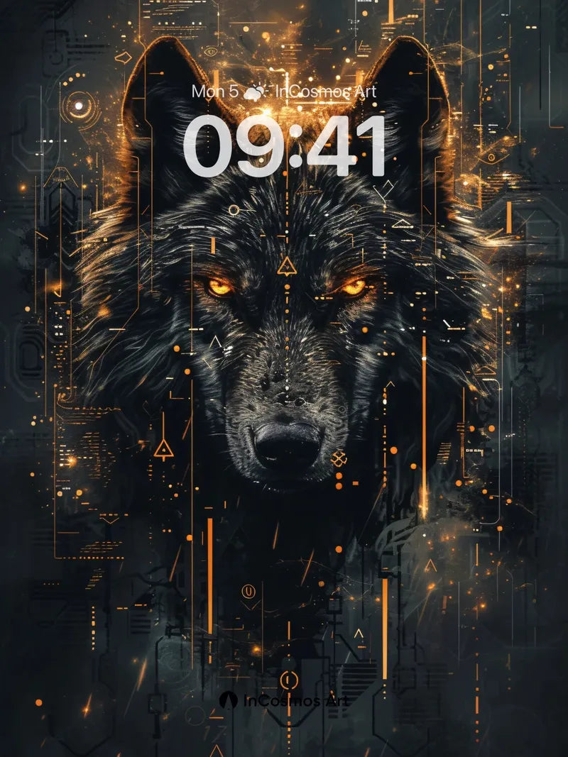 Circuit Shadow Wallpaper with Golden Pulse