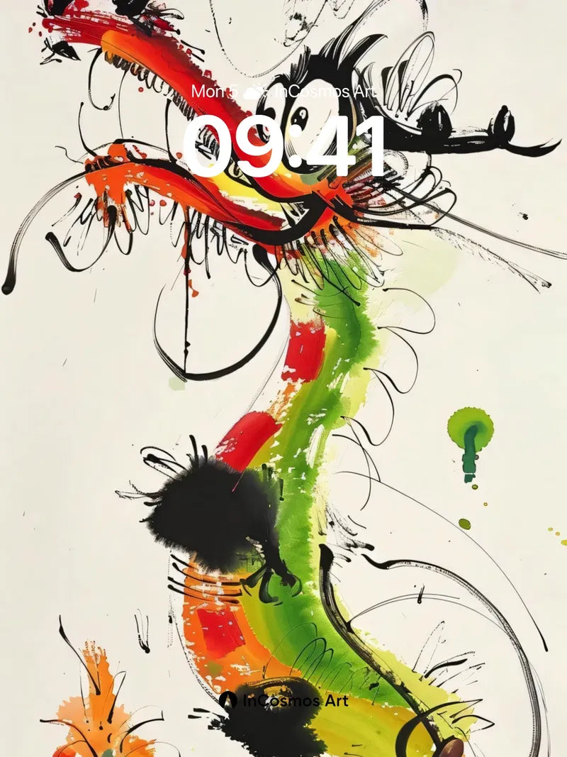 Whimsical Dragon Wallpaper with Splatter Energy wallpaper for iPhone, iPad & Mac